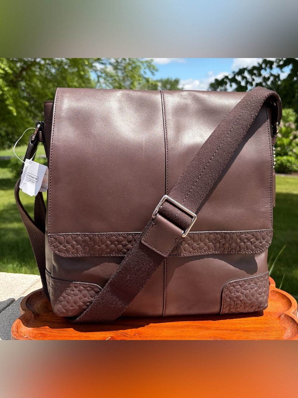 Coach Gramercy Mahogany Brown Leather Map Messenger Bag, Style F74386